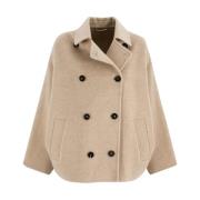 Dubbelrijige korte jas Brunello Cucinelli , Beige , Dames