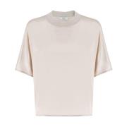 Zijden Blouse Korte Mouwen Regular Fit Peserico , Beige , Dames