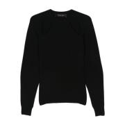 Crew Neck Pullover Sweater Federica Tosi , Black , Dames