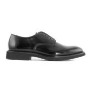 Zwarte Leren Veterschoenen Derby Doucal's , Black , Heren