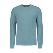 Zachte Ribgebreide Crewneck Pullover No Excess , Blue , Heren