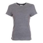 Zacht Melange T-shirt met Geribbelde Halslijn American Vintage , Gray ...