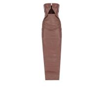 Bruine Katoenen Jurk met Uitsnijding Rick Owens , Brown , Dames