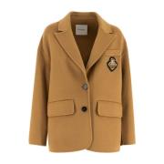 Gouden Crest Blazer Ermanno Scervino , Brown , Dames