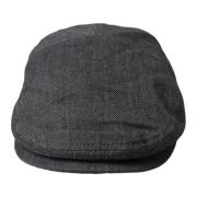 Grijze Visgraat Newsboy Cap Mannen Dolce & Gabbana , Gray , Heren