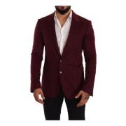 Maroon Peak Lapel Blazer Jas Logo Dolce & Gabbana , Red , Heren