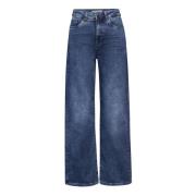 Blauwe Effen Dames Jeans Rits Knoop Street One , Blue , Dames