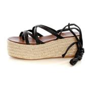 Gekruiste Enkel Espadrilles Alohas , Black , Dames