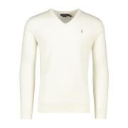 Ecru V-Hals Slim Fit Trui Ralph Lauren , White , Heren