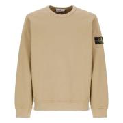 Beige Katoenen Sweatshirt met Logopatch Stone Island , Beige , Heren