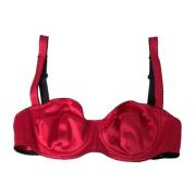 Bordeaux Zijden Stretch Balconette Bh Dolce & Gabbana , Red , Dames