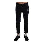 Zwarte Geborduurde Slim Jeans Dolce & Gabbana , Black , Heren