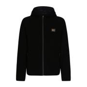 Zwarte Hoodie Logo Rits Italië Dolce & Gabbana , Black , Heren