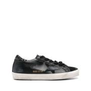 Ster Patch Leren Sneakers Golden Goose , Black , Dames