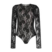 Zwarte kanten bodysuit met bloemendetails Zimmermann , Black , Dames