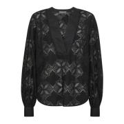 Elegante Kant Blouse Zwart MOS Mosh , Black , Dames