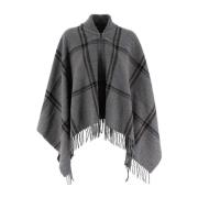 Winter Poncho met Franjes Peserico , Gray , Dames