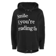 Smile Hoody Sweatshirt High-Low Style Doris S , Black , Dames