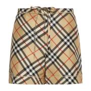 Zijden Pyjama Shorts met Ruitprint Burberry , Beige , Dames