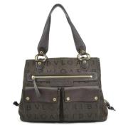 Pre-owned Canvas handbags Bvlgari Vintage , Brown , Dames