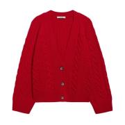 Kabelgebreide V-hals Cardigan IVY OAK , Red , Dames