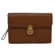 Pre-owned Leather clutches Burberry Vintage , Brown , Dames