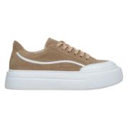 Dames Bruine Lage Sneakers gemaakt van Echt Italiaans Velours Er001156...