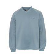 V-hals Gebreide Sweatshirt met Gestreepte Mouwen Carhartt Wip , Blue ,...