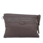 Pre-owned Leather clutches Balenciaga Vintage , Brown , Dames