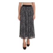 Animalier Geplooide Lange Rok Pennyblack , Black , Dames