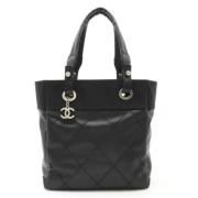 Pre-owned Leather totes Chanel Vintage , Black , Dames