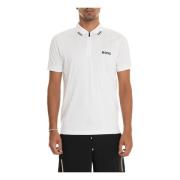 Short Sleeve Polo Shirt met Halve Rits Boss , White , Heren