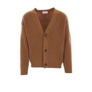 Bruine Wol Kasjmier Ribgebreide Vest Lardini , Brown , Heren