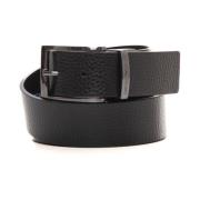 Logo Detail Omkeerbare Leren Riem Emporio Armani , Black , Heren