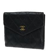 Pre-owned Leather wallets Chanel Vintage , Black , Dames