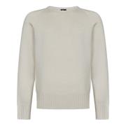 Roomwitte Wol Kasjmier Trui Raglan Doppiaa , White , Heren