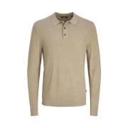 Premium Knit Polo LS Greige/Melange Jack & Jones , Brown , Heren