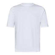 Witte Ribgebreide Crewneck T-shirts en Polos Malo , White , Heren