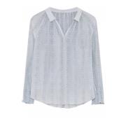 Feminine blouse met V-hals en smock manchetten Gustav , White , Dames