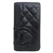 Pre-owned Leather wallets Chanel Vintage , Black , Dames