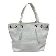 Pre-owned Leather totes Chanel Vintage , White , Dames