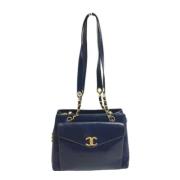 Pre-owned Leather chanel-bags Chanel Vintage , Blue , Dames