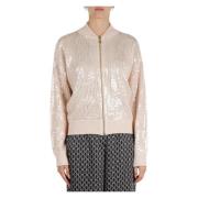 Paillet Bomber Cardigan in Viscose Marciano , Pink , Dames