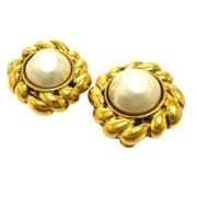 Pre-owned Metal earrings Chanel Vintage , Yellow , Dames