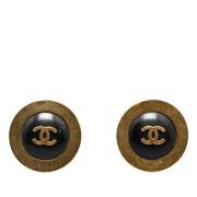 Pre-owned Metal earrings Chanel Vintage , Yellow , Dames