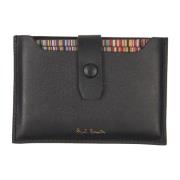 Zwarte Leren Kaarthouder Aw24 PS By Paul Smith , Black , Heren