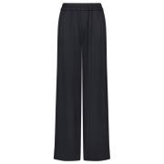 Wijde gehamerde satijnen broek Tramontana , Black , Dames