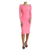 Elegante Roze Bodycon Midi Jurk Dolce & Gabbana , Pink , Dames