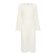 Stijlvolle Midi Jurk met Gedetailleerd Patroon Kaffe , White , Dames