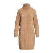 Luxe Kabelgebreide Jurk van Wolmix Ralph Lauren , Beige , Dames